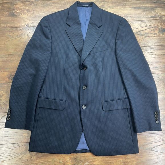 Ralph Ralph Lauren RRL Mens 40R Navy Blue Pinstripe Suit Jacket 100% Wool - Picture 2 of 13